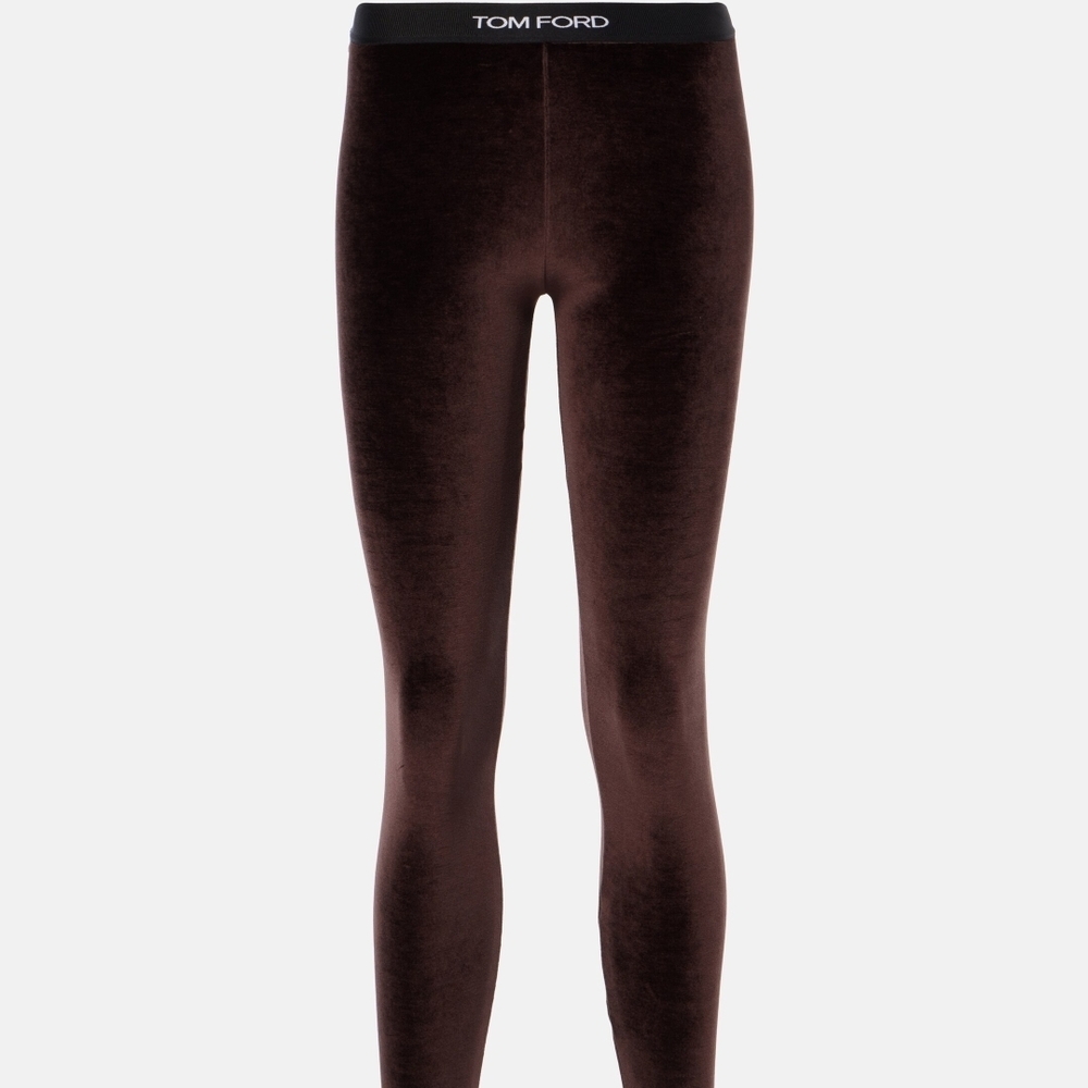 Tom Ford Brown Velvet Leggings High-Rise Seamless